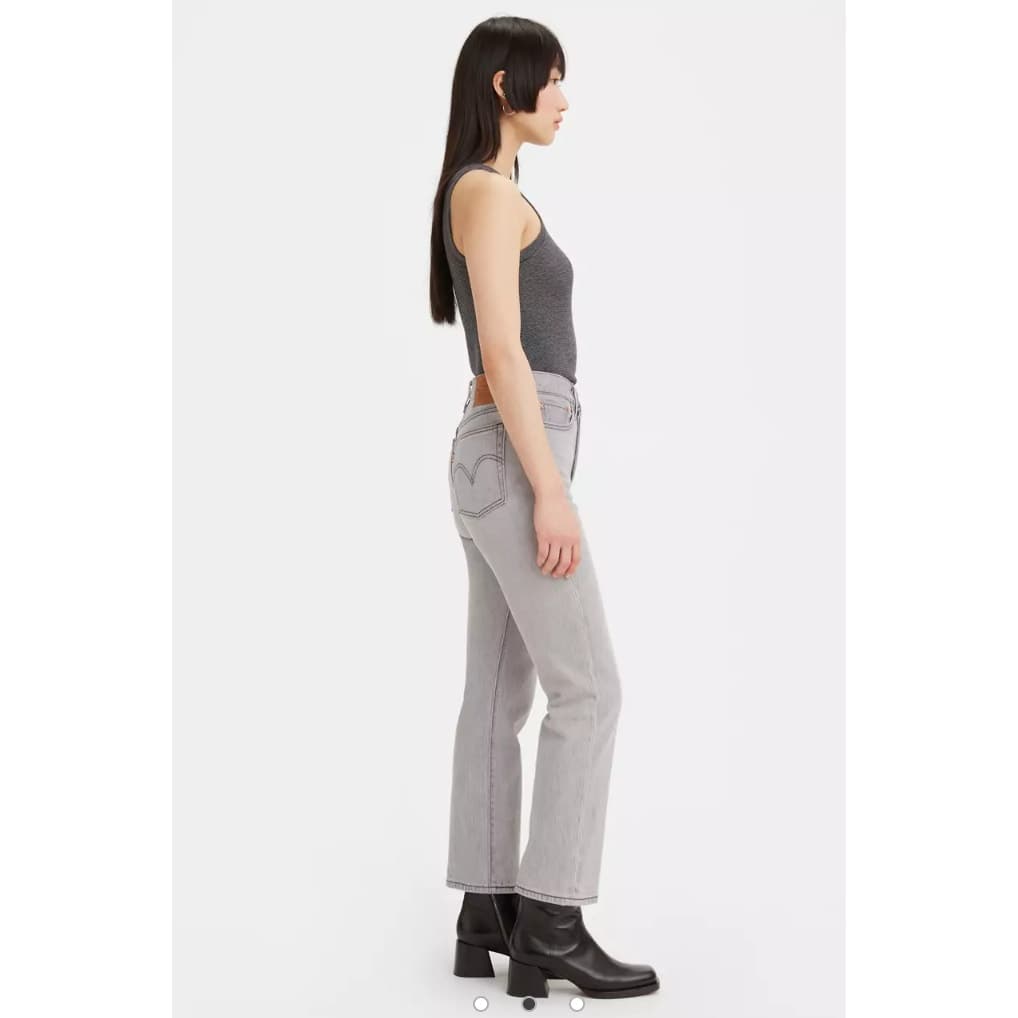Levi's Wedgie Straight Grey Wash High Rise Button Fly Jeans, Size 26 - Thumbnail 4