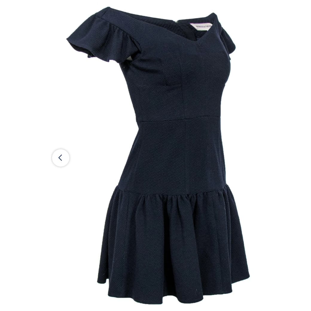 Rebecca Taylor Tiered Off Shoulder Mini Flounce Dress - Navy Blue - Size 2 - NWT - Thumbnail 4