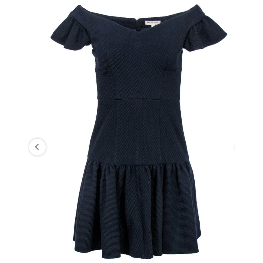 Rebecca Taylor Tiered Off Shoulder Mini Flounce Dress - Navy Blue - Size 2 - NWT - Thumbnail 3