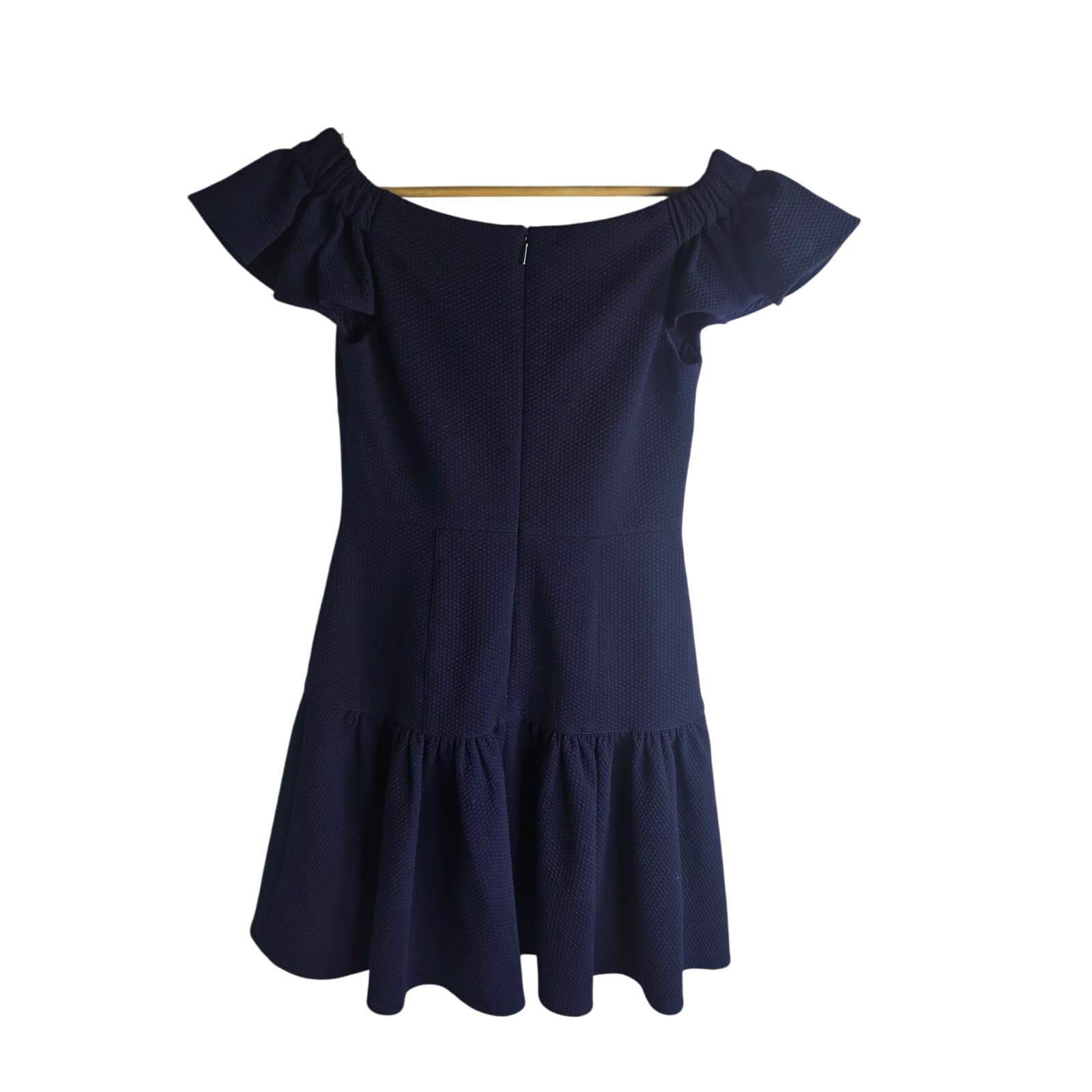 Rebecca Taylor Tiered Off Shoulder Mini Flounce Dress - Navy Blue - Size 2 - NWT - Thumbnail 5