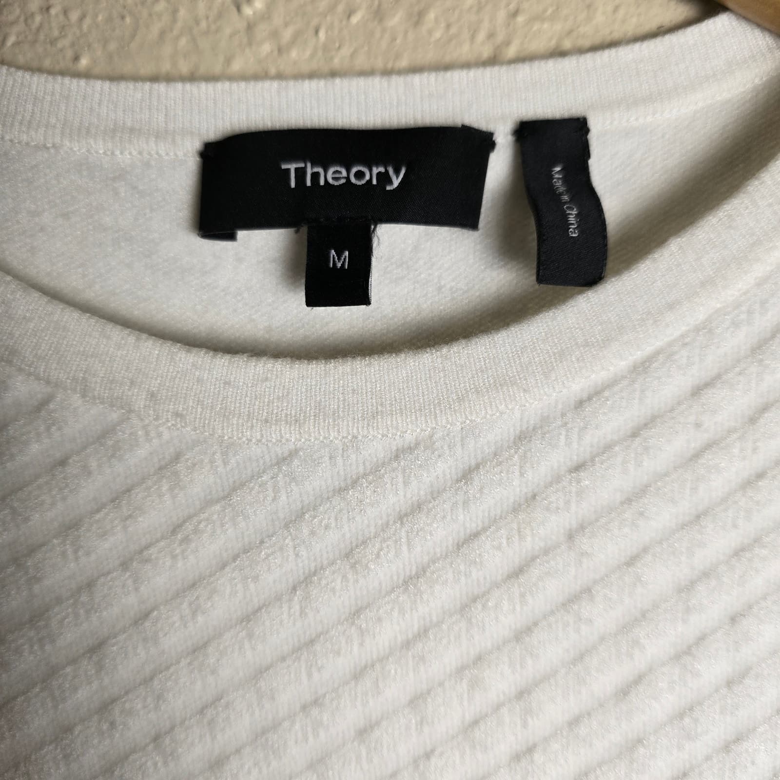 Theory White Branteen O Reverie Stretch Viscose Knit Style # H016706R, M - Thumbnail 6