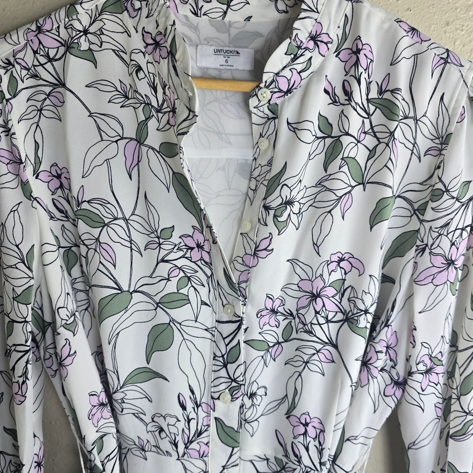 Untuckit For Her Hannah Floral Ruffle Neck Long Sleeve Dress - Size 6 - NWOT - Thumbnail 5