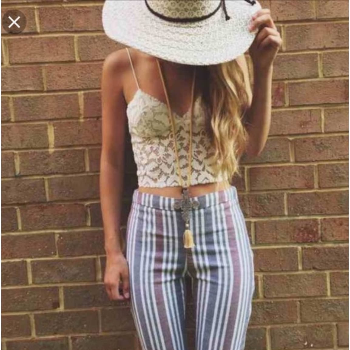 Free People Mod Stripe Linen Blend Cropped Pants - Size 4 - Thumbnail 4