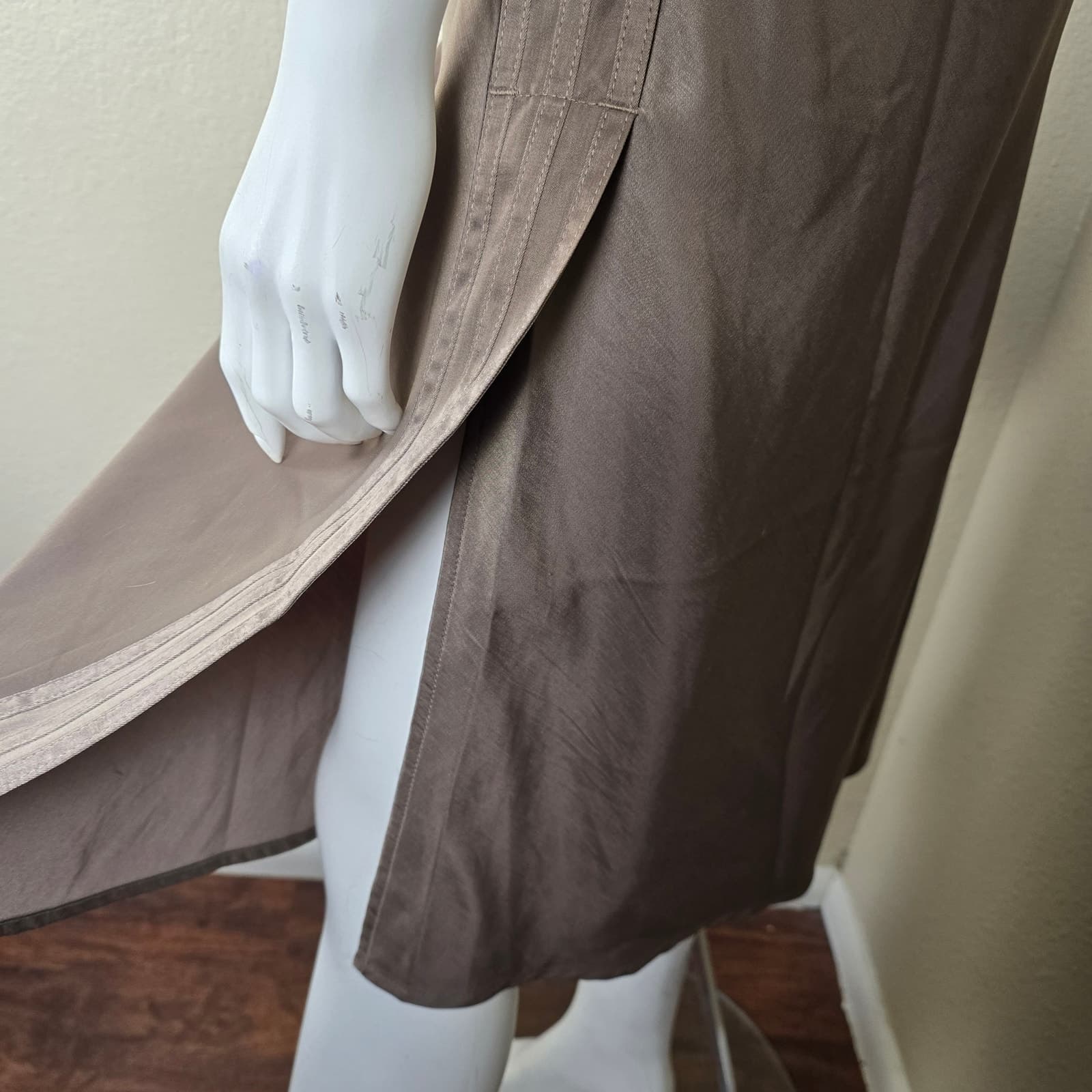 Adidas Brown Slip-On Midi Length Sleeveless Satin Dress with Cowl Neck, XS - Thumbnail 7