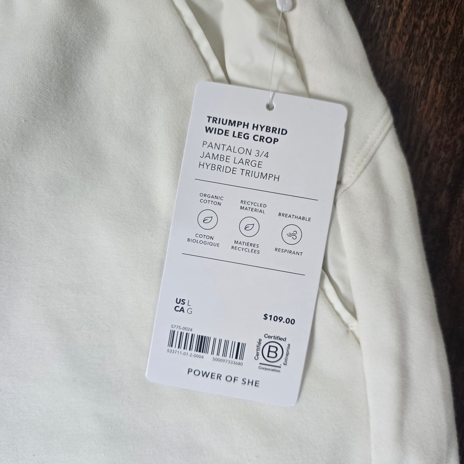 Athleta Triumph Wide Leg Crop Pants - Magnolia White - Large - 544711 - NWT - Thumbnail 3