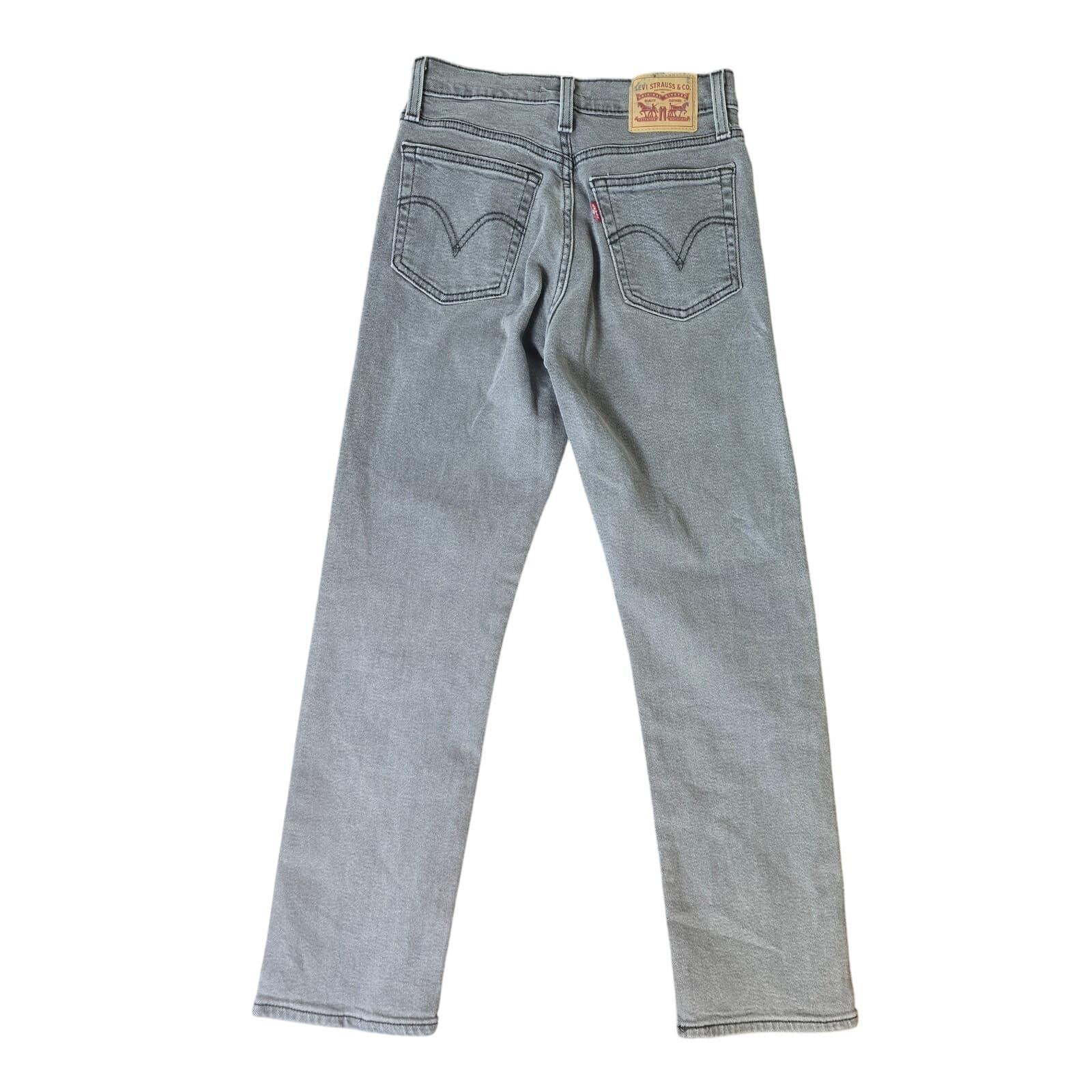Levi's Wedgie Straight Grey Wash High Rise Button Fly Jeans, Size 26 - Thumbnail 8