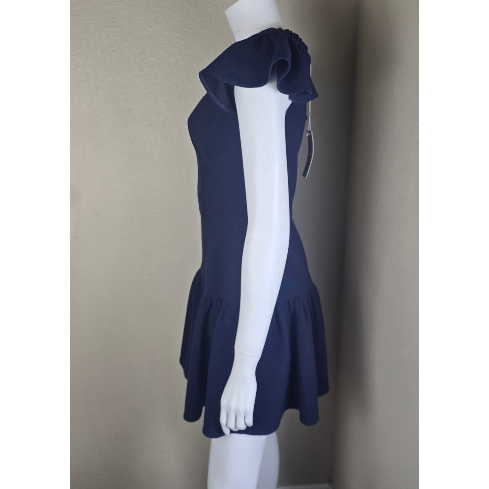 Rebecca Taylor Tiered Off Shoulder Mini Flounce Dress - Navy Blue - Size 2 - NWT - Thumbnail 7