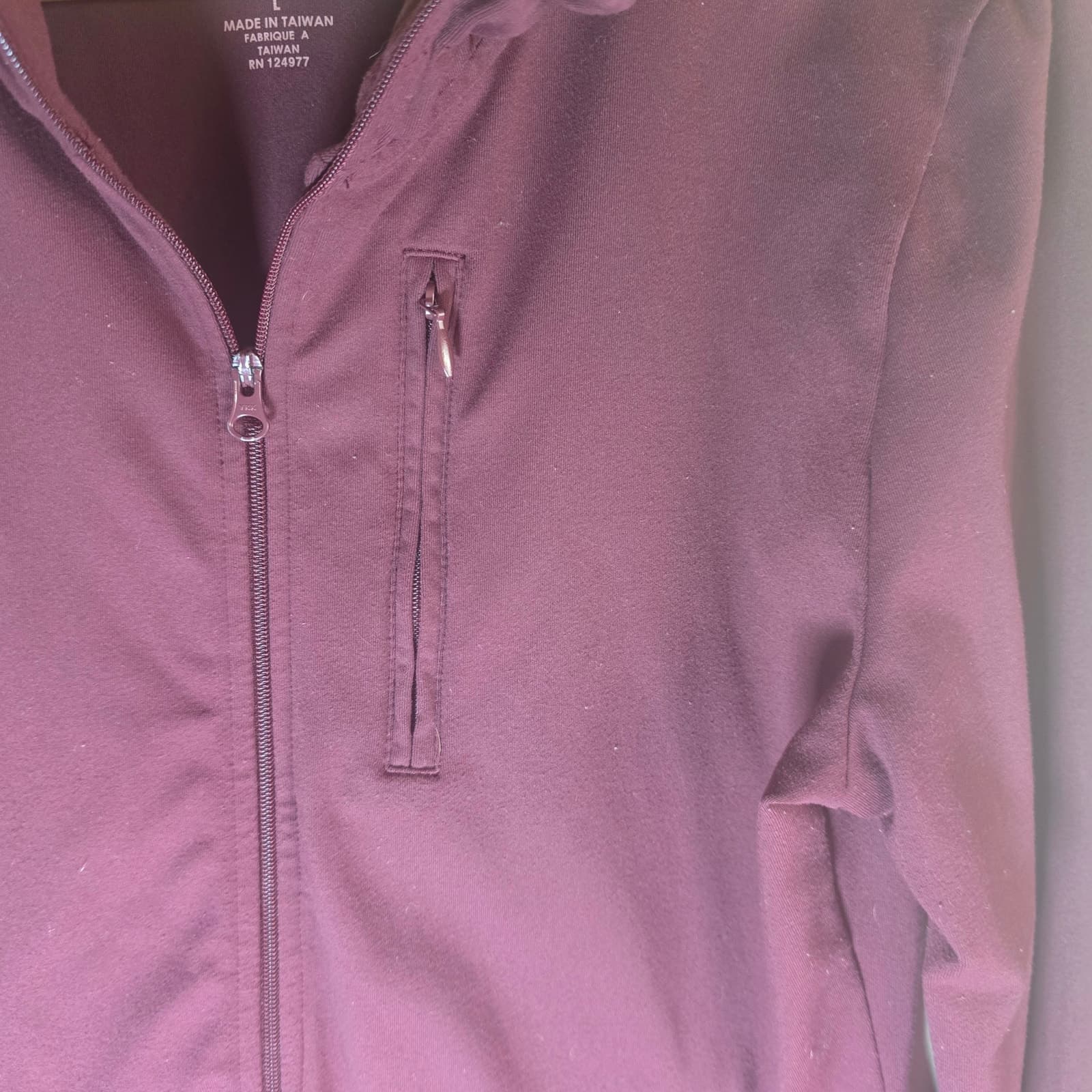 Prana Port Nichele Breathe Ruched Mock Neck Jacket in Port Burgundy - Large - Thumbnail 6