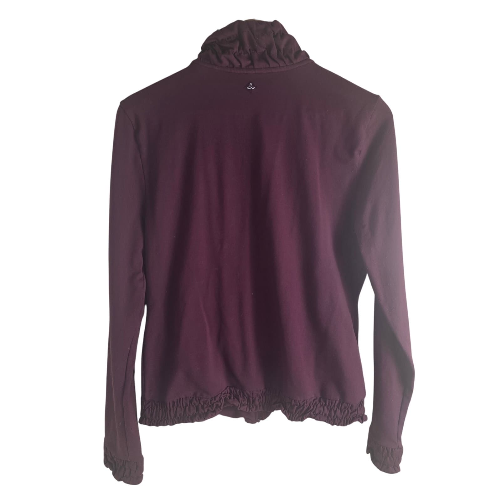Prana Port Nichele Breathe Ruched Mock Neck Jacket in Port Burgundy - Large - Thumbnail 2