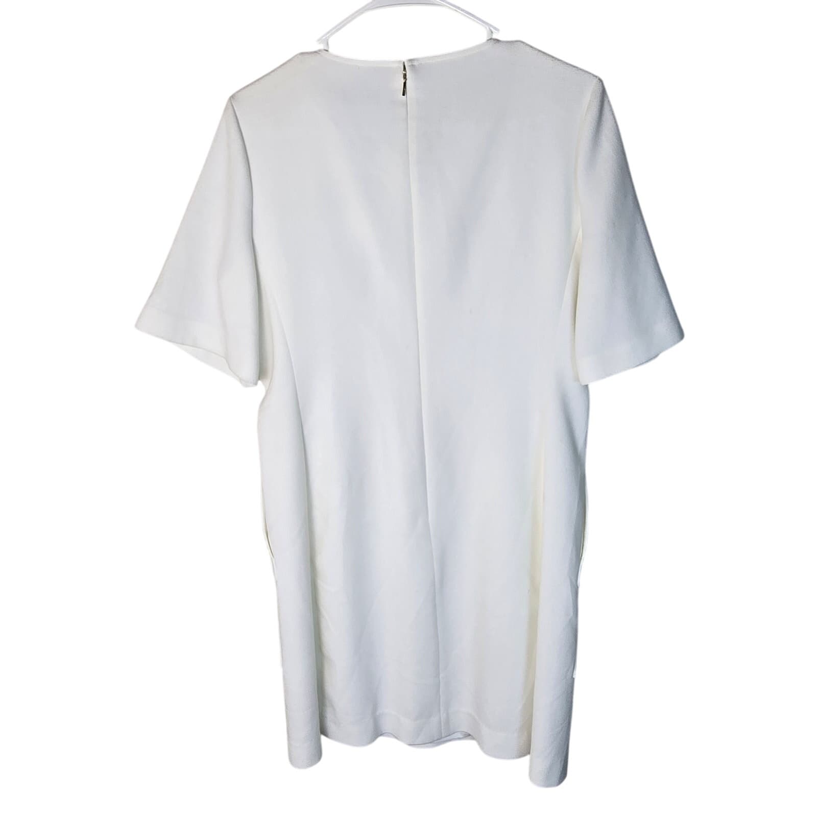 DKNY White Front Half Zip Elbow Length Short Sleeve Knee Length Dress NWT - 10 - Thumbnail 2