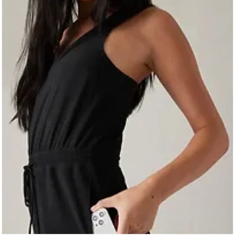 Athleta Savannah Strap Drawstring Dress - Black - Small - Style # 659323 - Thumbnail 3