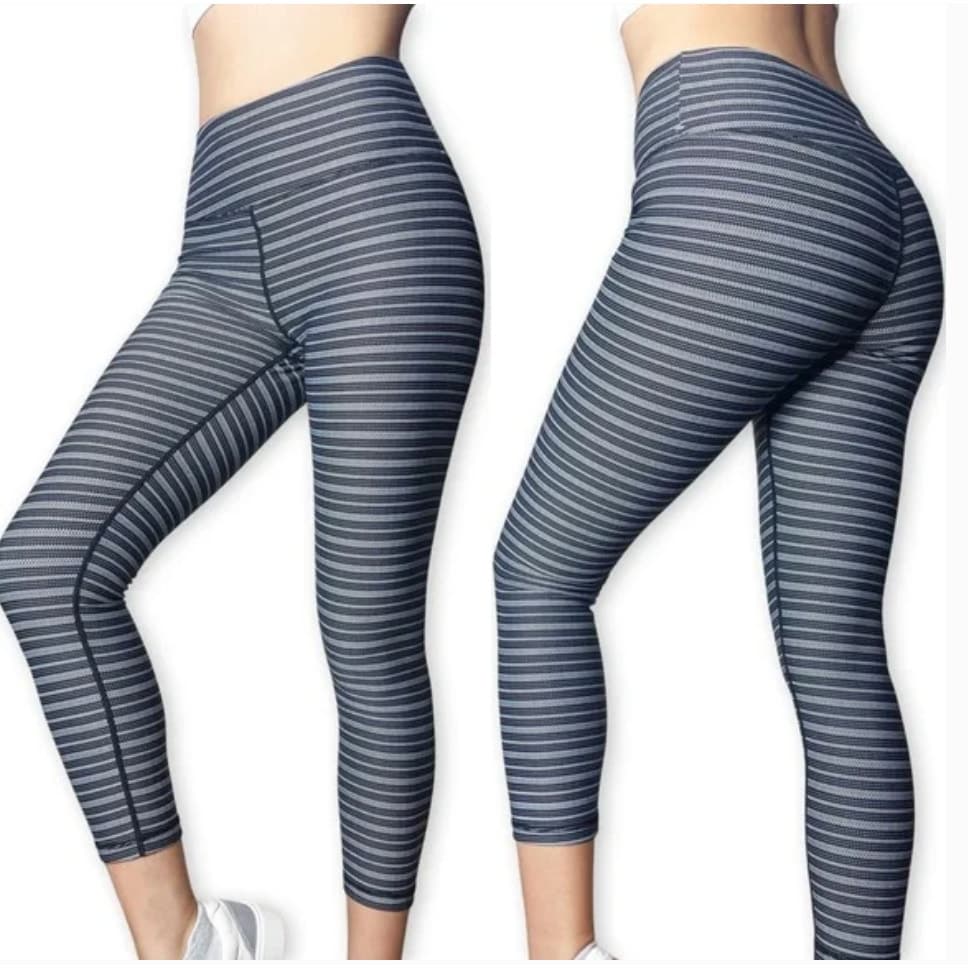 Zyia Black Aztec Adrenaline 7/8 Leggings Stripe Herringbone Chevron, Size 4 - Thumbnail 2