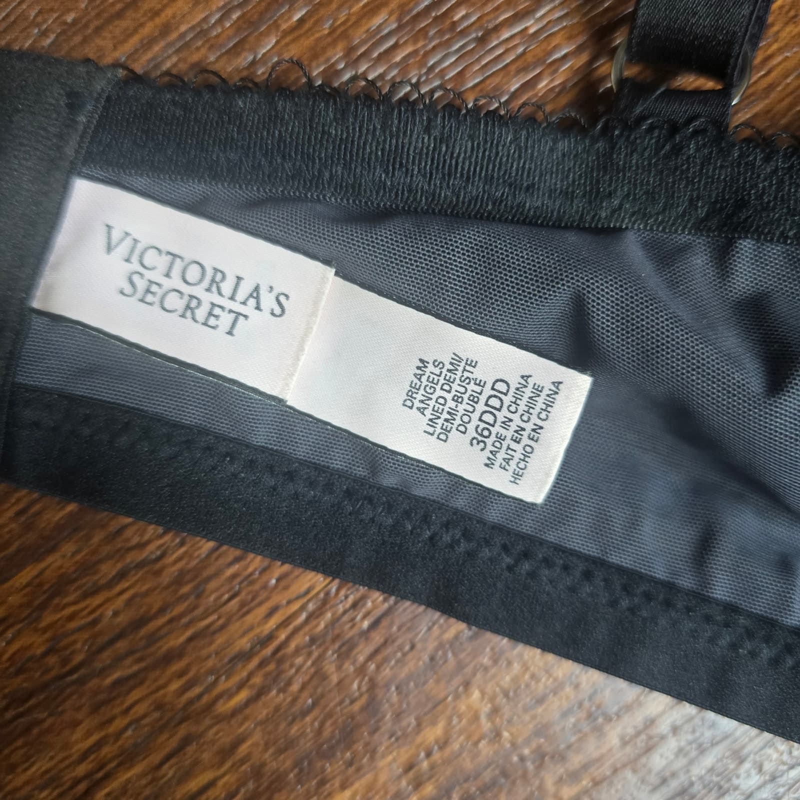 Victoria’s Secret Dream Angels Lined Demi Bra in Black/Nude Floral Lace - 36DDD - Thumbnail 9