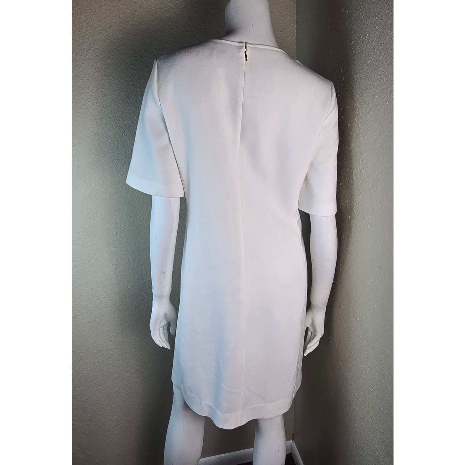 DKNY White Front Half Zip Elbow Length Short Sleeve Knee Length Dress NWT - 10 - Thumbnail 6