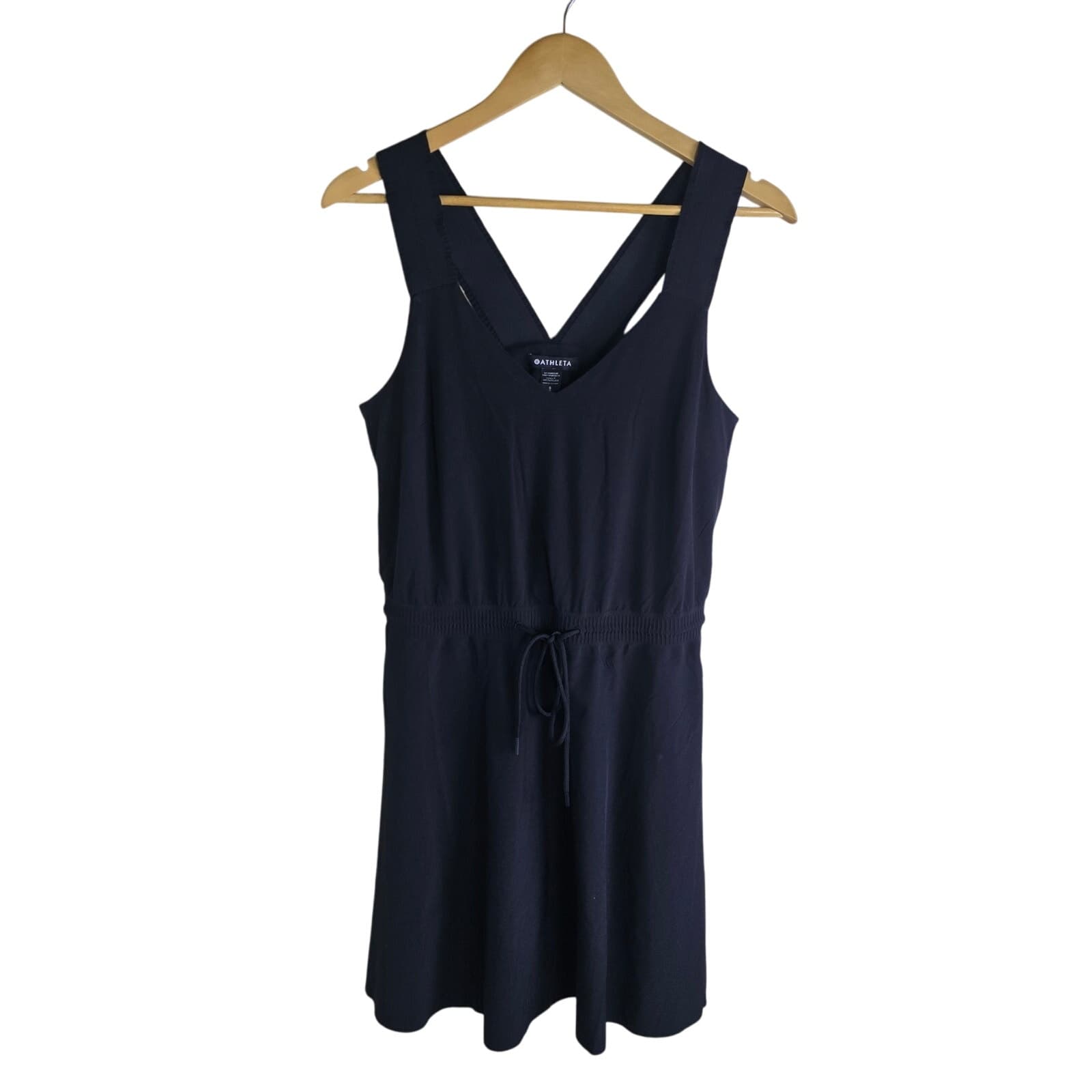 Athleta Savannah Strap Drawstring Dress - Black - Small - Style # 659323 - Image 1