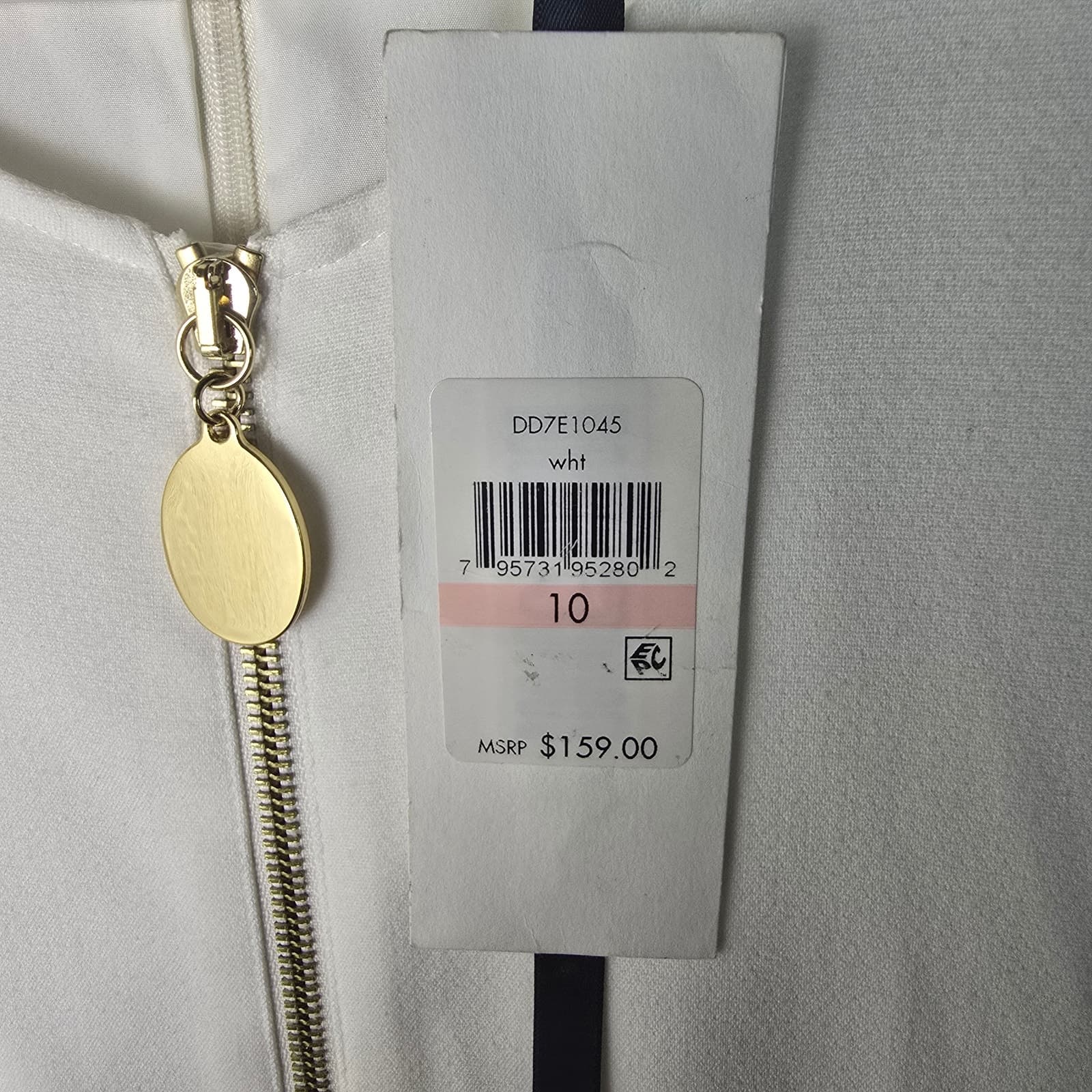 DKNY White Front Half Zip Elbow Length Short Sleeve Knee Length Dress NWT - 10 - Thumbnail 7