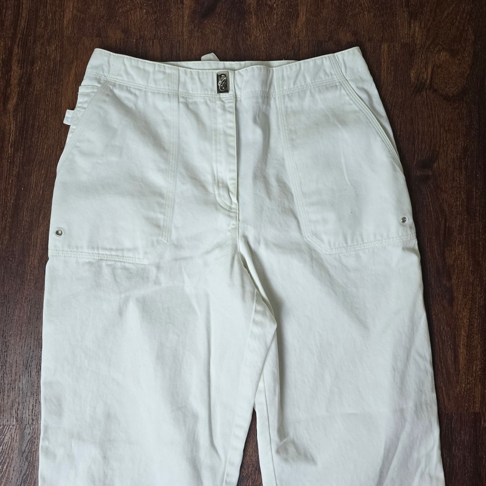 Lauren Ralph Lauren White/Cream Straight Leg Chino Pants Turn Lock Waist Closure - Thumbnail 2