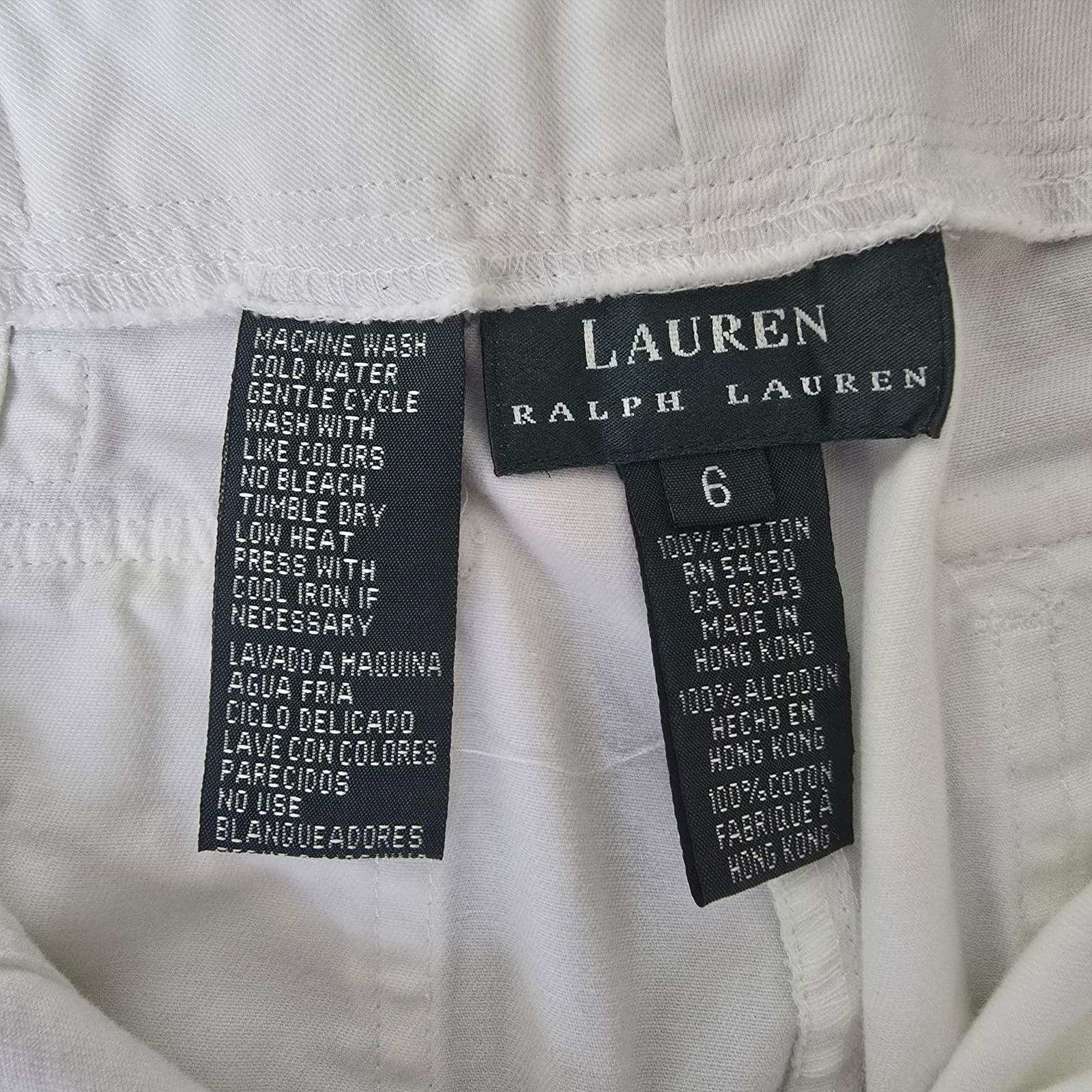 Lauren Ralph Lauren White/Cream Straight Leg Chino Pants Turn Lock Waist Closure - Thumbnail 8