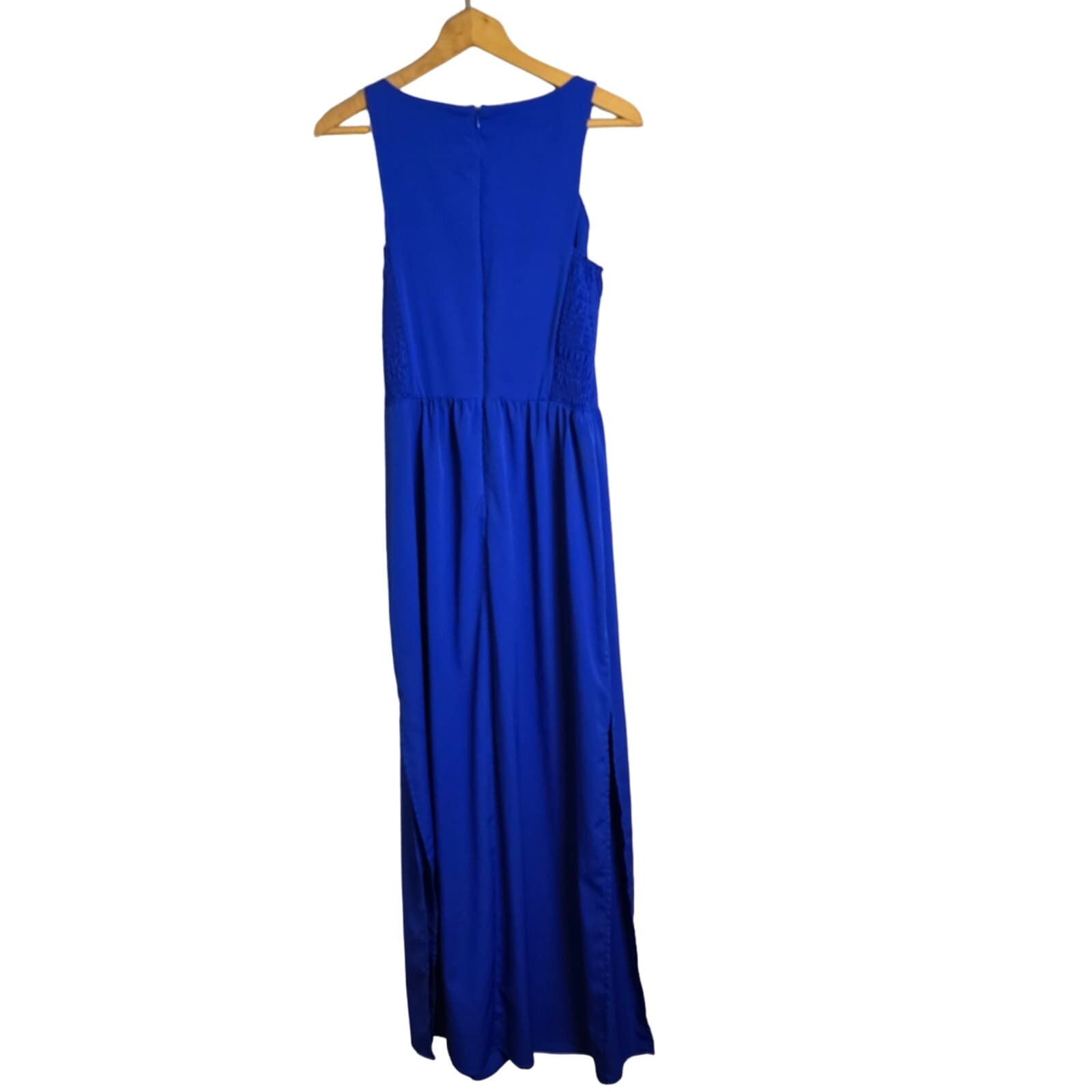 Vince Camuto Royal Blue Sleeveless Maxi Dress Smocked Sides - Size 12 - Thumbnail 3
