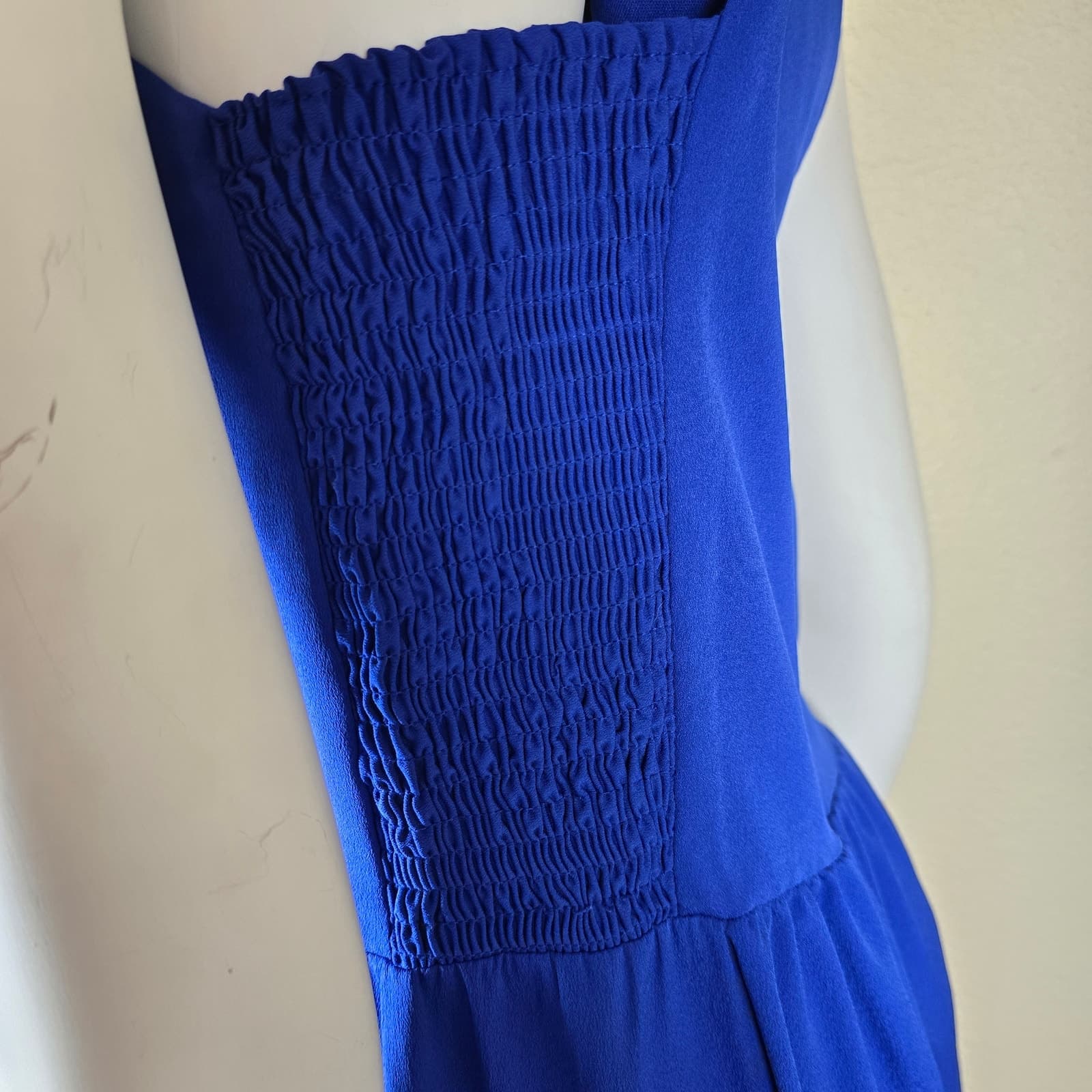 Vince Camuto Royal Blue Sleeveless Maxi Dress Smocked Sides - Size 12 - Thumbnail 4