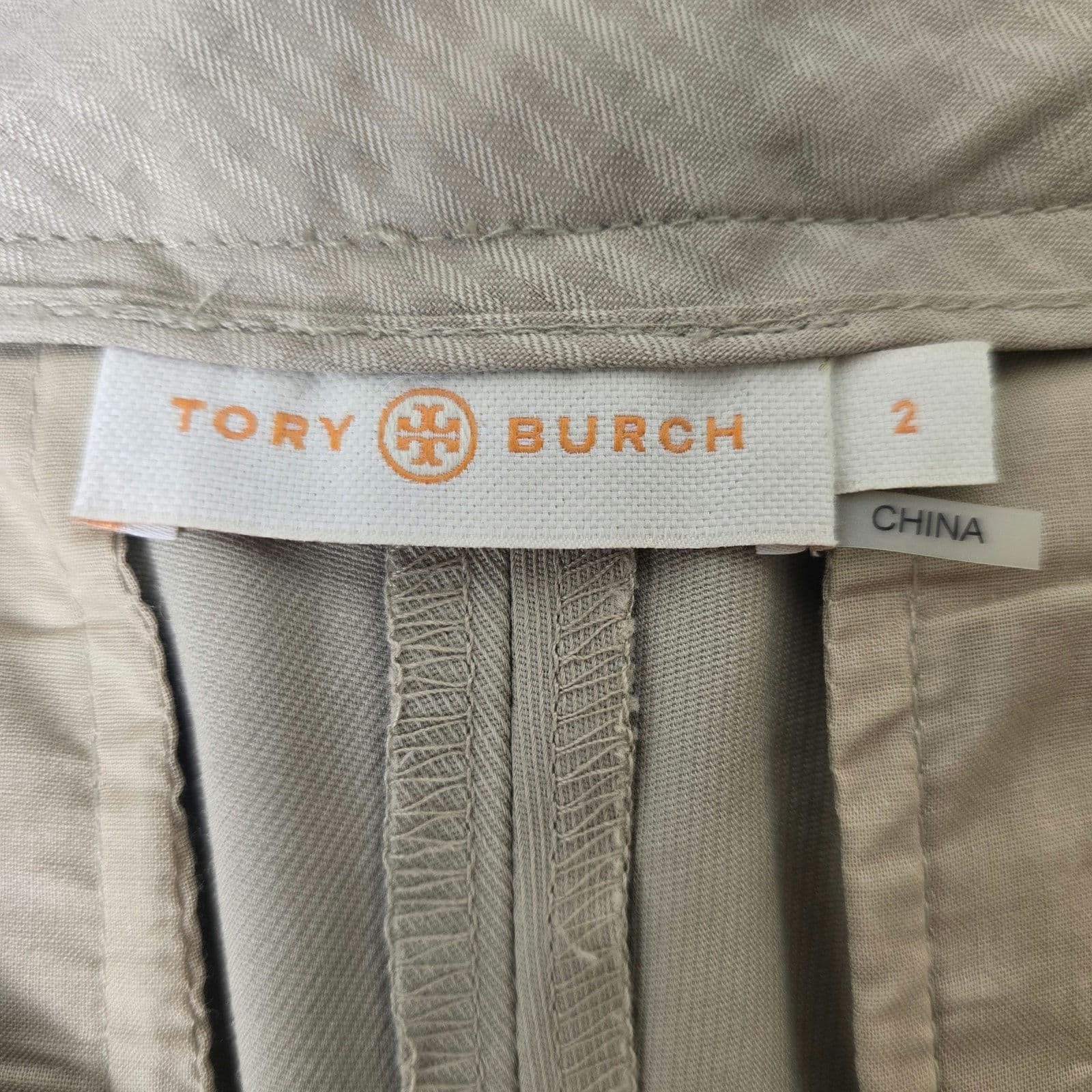 Tory Burch Tessa Khaki Cotton Blend Stretch Ankle Pants - Size 2 - Thumbnail 8