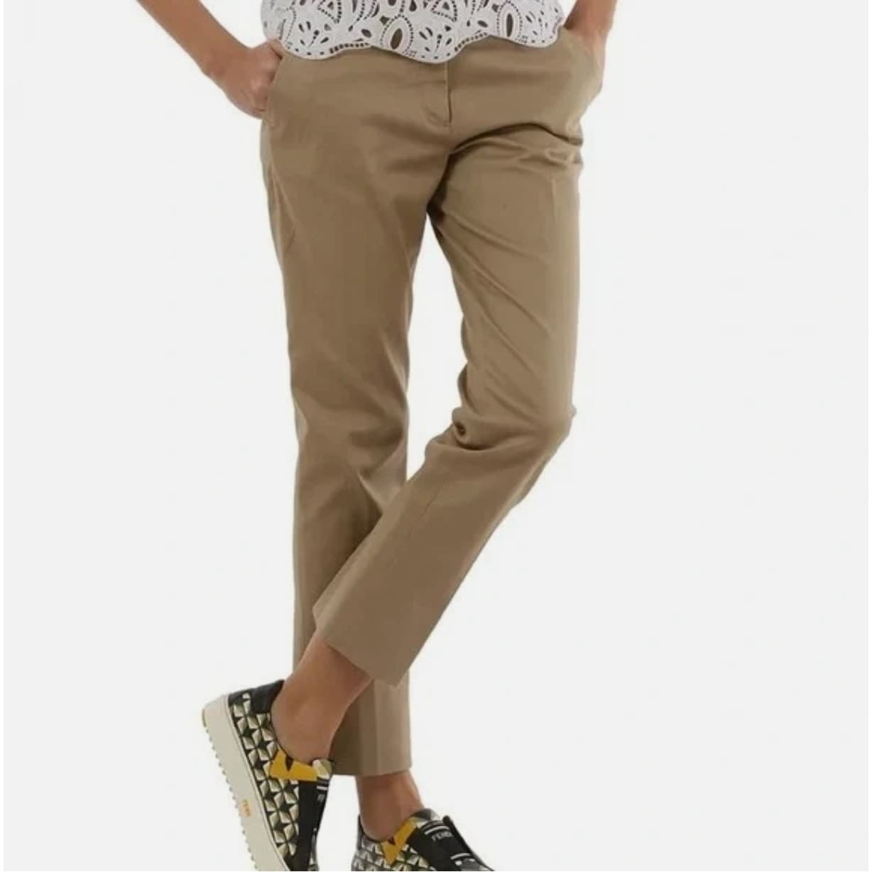 Tory Burch Tessa Khaki Cotton Blend Stretch Ankle Pants - Size 2 - Thumbnail 3