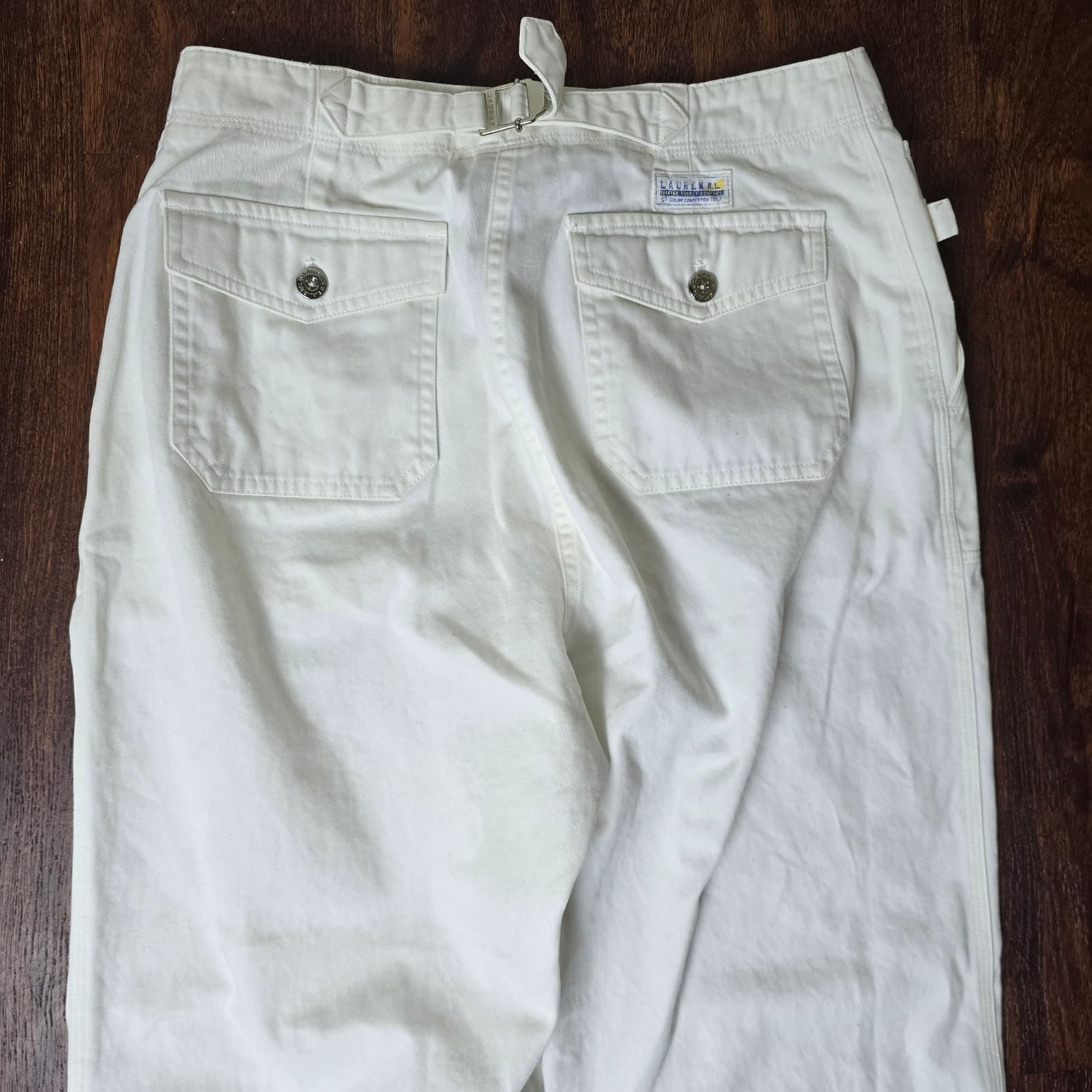 Lauren Ralph Lauren White/Cream Straight Leg Chino Pants Turn Lock Waist Closure - Thumbnail 7