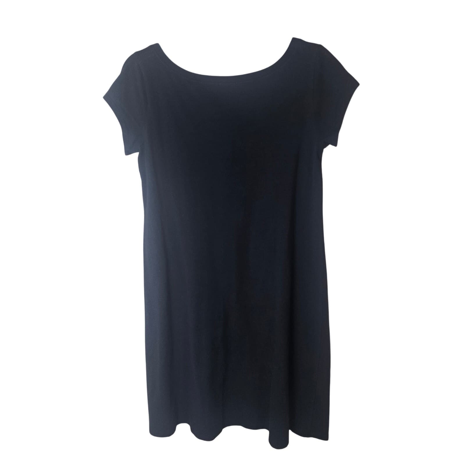 EILEEN FISHER Classic Stretch Jersey Ballet-Neck Dress - Black - XS - Thumbnail 4