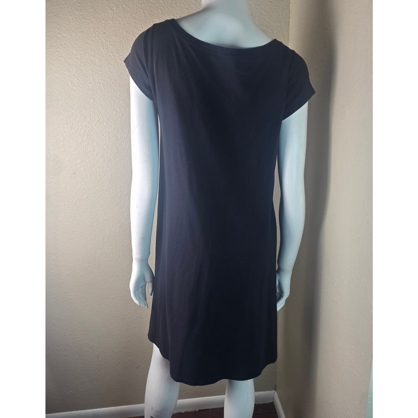 EILEEN FISHER Classic Stretch Jersey Ballet-Neck Dress - Black - XS - Thumbnail 7