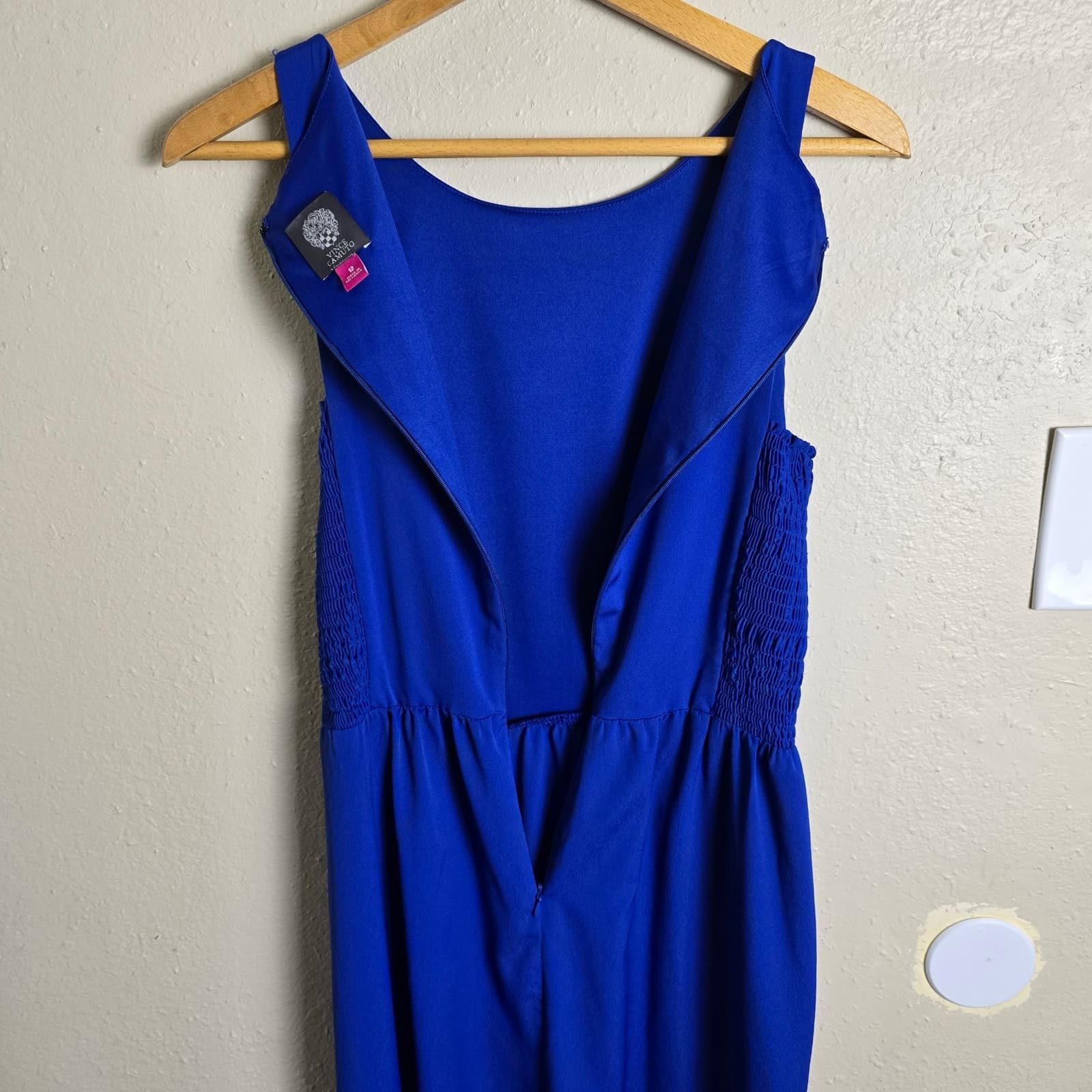 Vince Camuto Royal Blue Sleeveless Maxi Dress Smocked Sides - Size 12 - Thumbnail 7