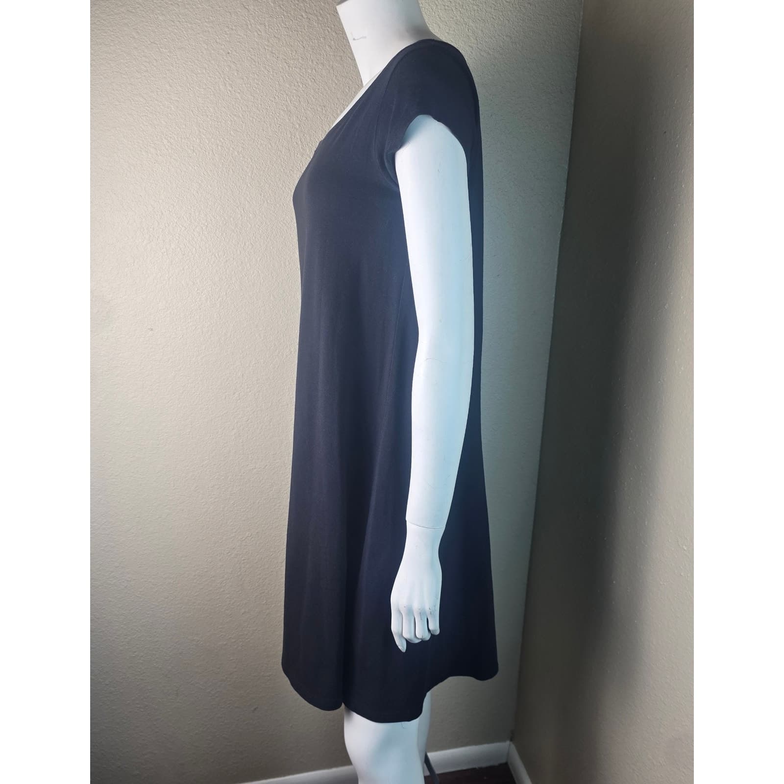 EILEEN FISHER Classic Stretch Jersey Ballet-Neck Dress - Black - XS - Thumbnail 6