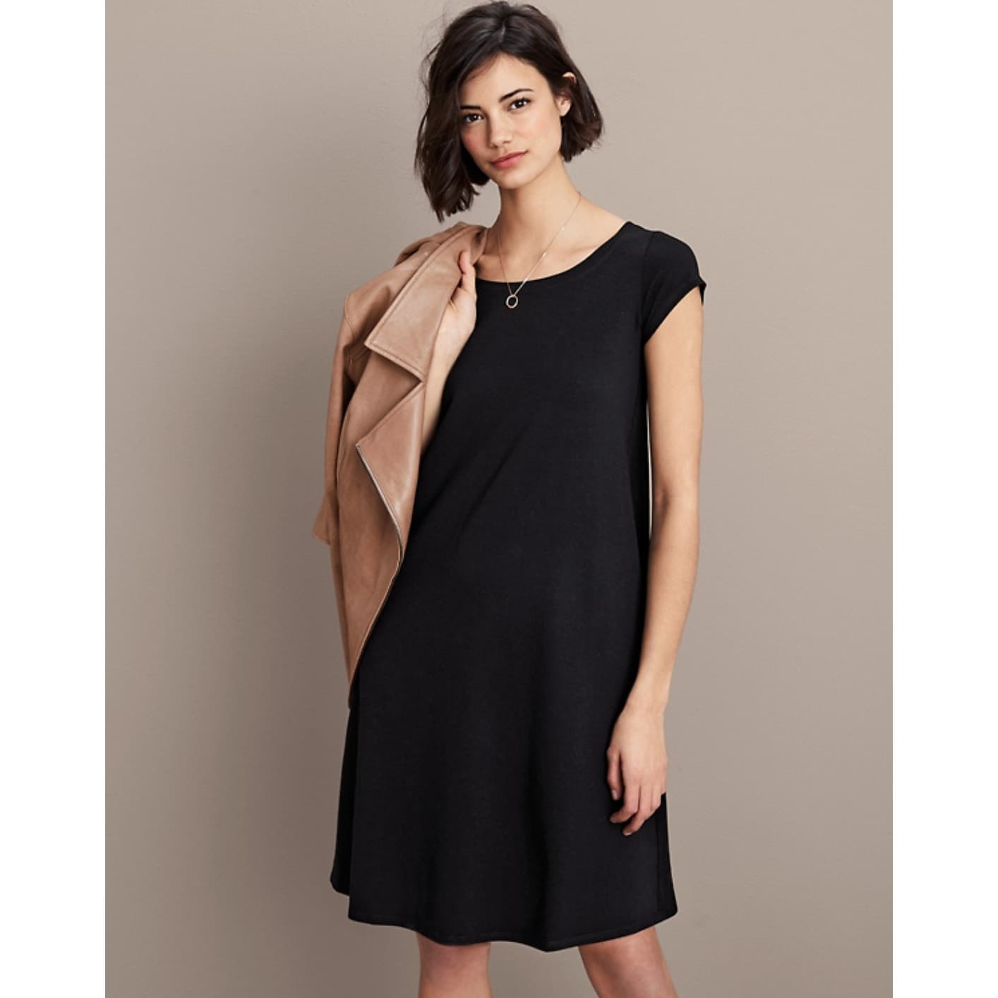 EILEEN FISHER Classic Stretch Jersey Ballet-Neck Dress - Black - XS - Thumbnail 2