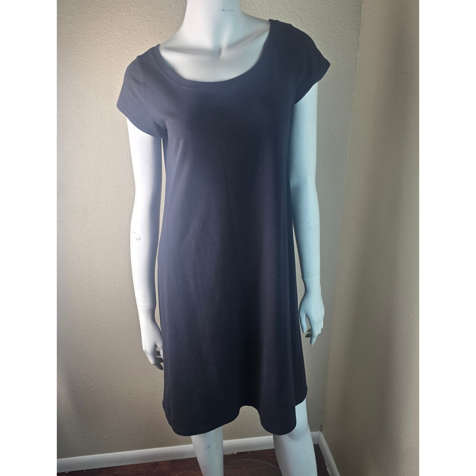 EILEEN FISHER Classic Stretch Jersey Ballet-Neck Dress - Black - XS - Thumbnail 5