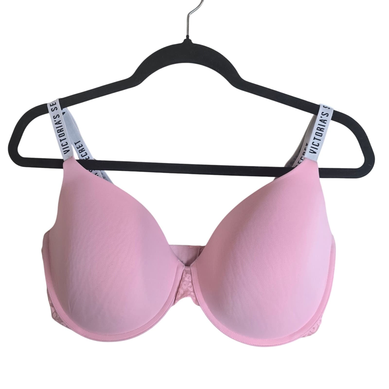 Victoria's Secret T-Shirt Lightly Lined Demi Pink Leopard Lace Logo Straps 38DDD - Image 1