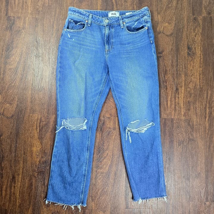 PAIGE Women's Noella High Rise Straight Leg in Sledge Destructed - Size 28 - Image 1