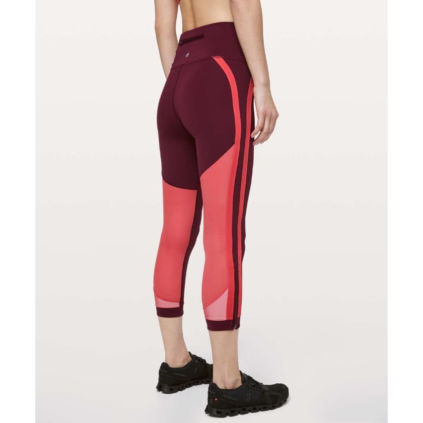 Lululemon Zip The Line Crop *23 - Deep Ruby/Poppy Coral - Size 2 - Style W6ASPS - Thumbnail 3
