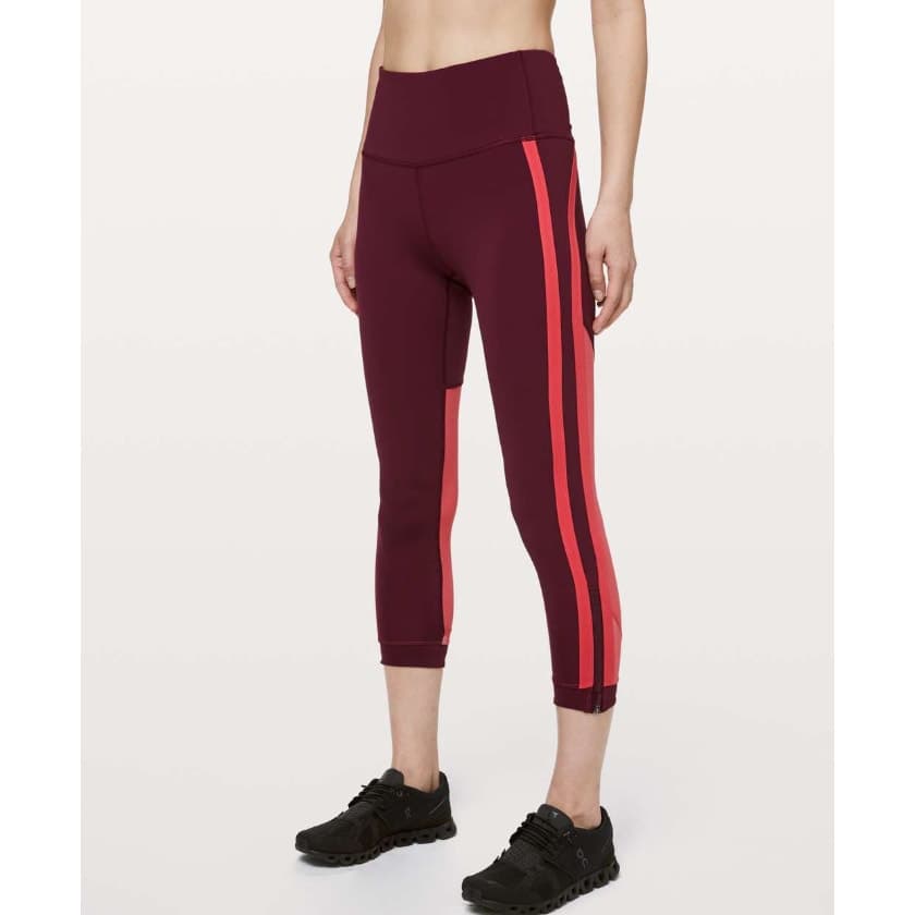 Lululemon Zip The Line Crop *23 - Deep Ruby/Poppy Coral - Size 2 - Style W6ASPS - Thumbnail 2