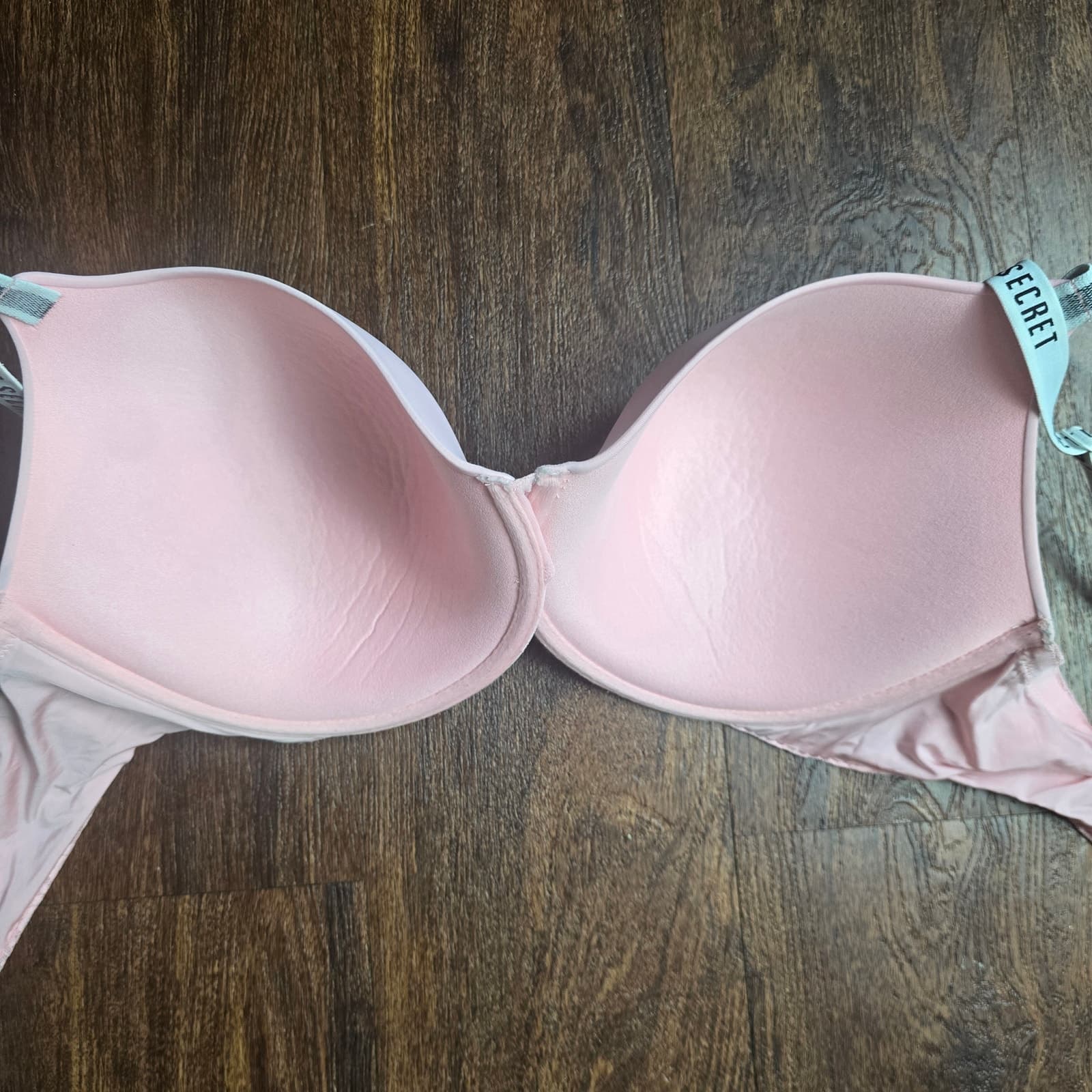 Victoria's Secret T-Shirt Lightly Lined Demi Pink Leopard Lace Logo Straps 38DDD - Thumbnail 4