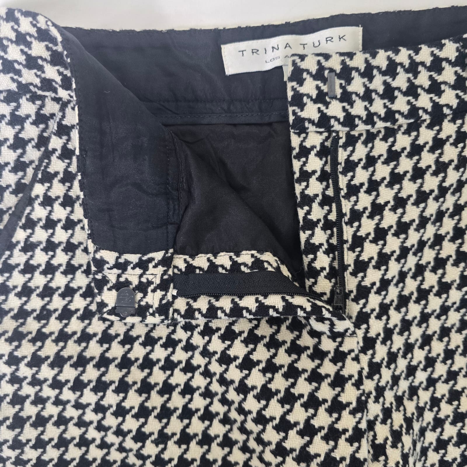 Trina Turk Houdstooth Wool Blend Wide Leg Dress Pants - Size 2 - Thumbnail 3