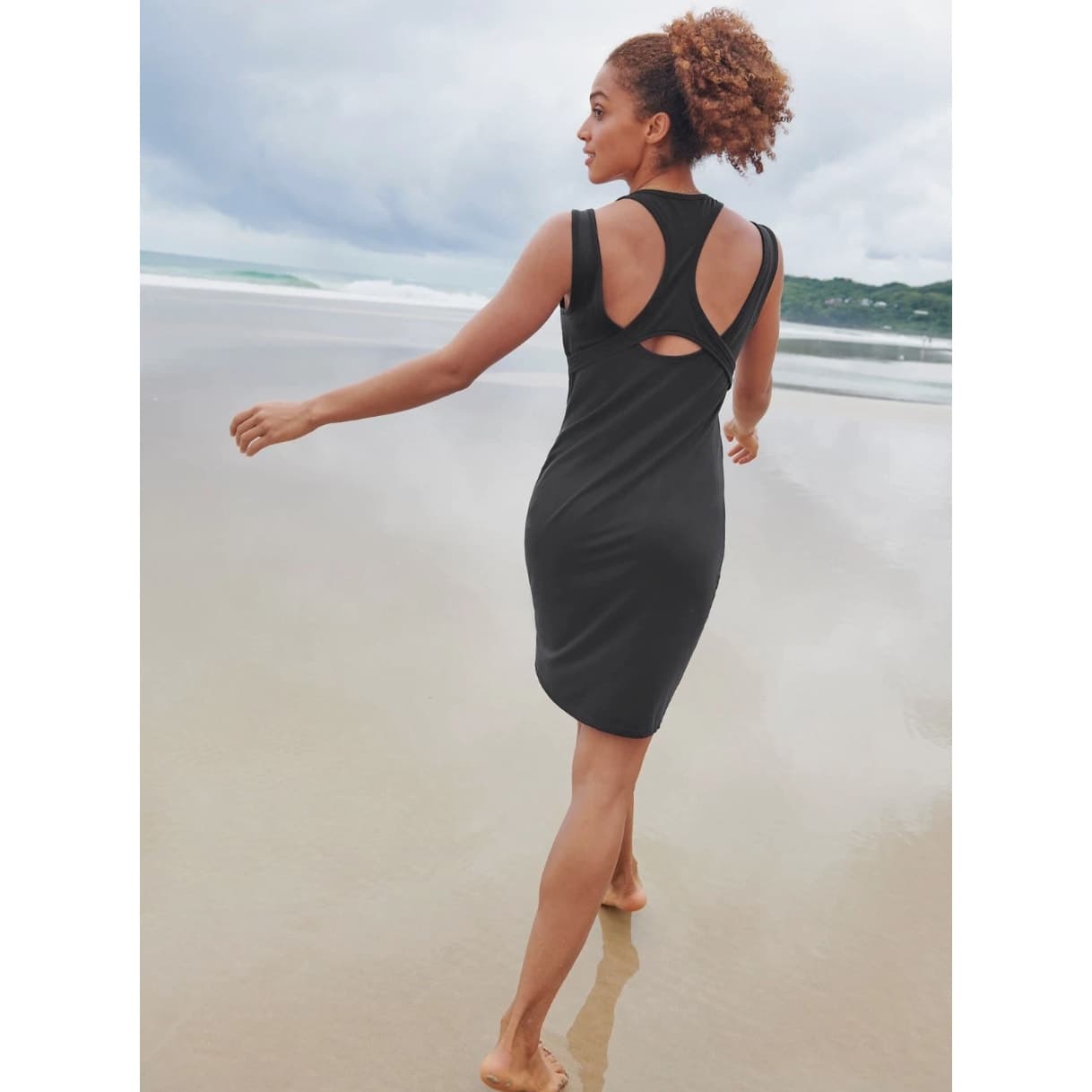 Athleta Rafina Built-In Bra Mini Tank Top Dress - Black - Large - Style # 291731 - Thumbnail 2