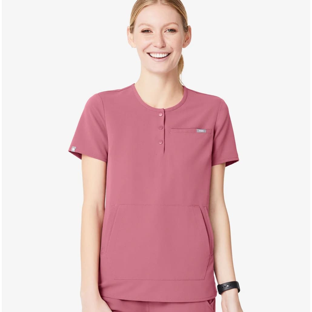 FIGS Scrubs Limited Edition Arura Crew Scrub Top in Mauve - Small - Thumbnail 2