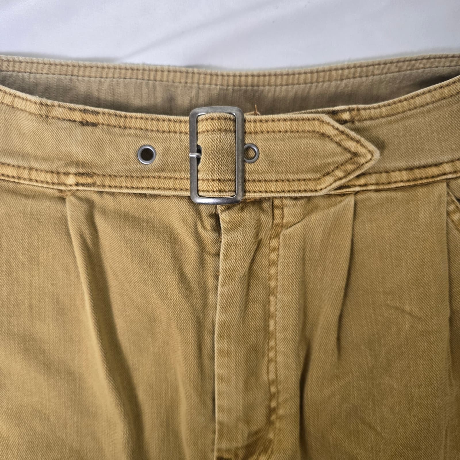 Free People Belted High Rise Cropped Barrel Pants - Dark Khaki/Tan - Size 4 - Thumbnail 3