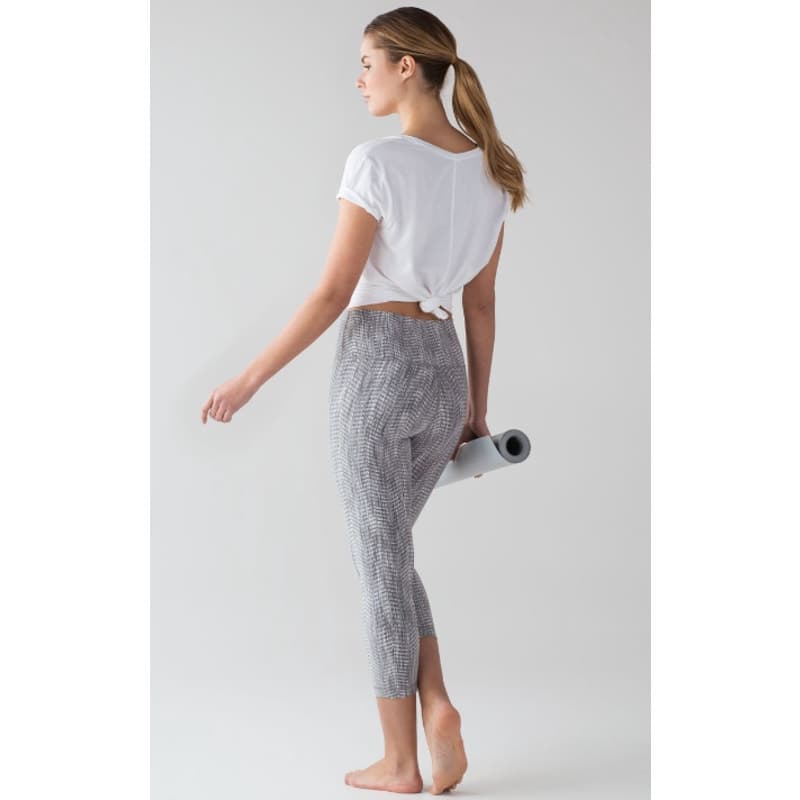 Lululemon Wunder Under Crop Hi-Rise Luon Arrow Jacquard Battleship Silver Spoon - Thumbnail 3