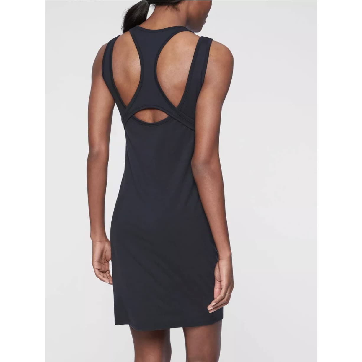 Athleta Rafina Built-In Bra Mini Tank Top Dress - Black - Large - Style # 291731 - Thumbnail 4