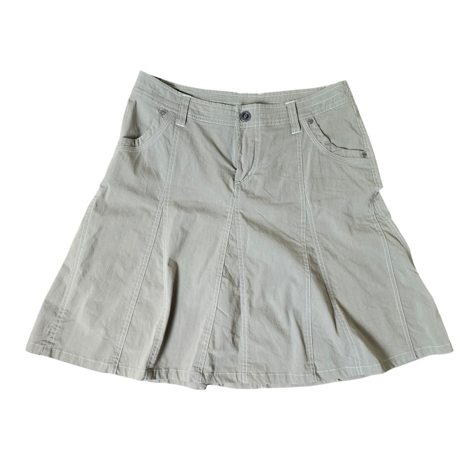 KUHL Khaki A-Line Mini Skirt - Size 6 - Image 1