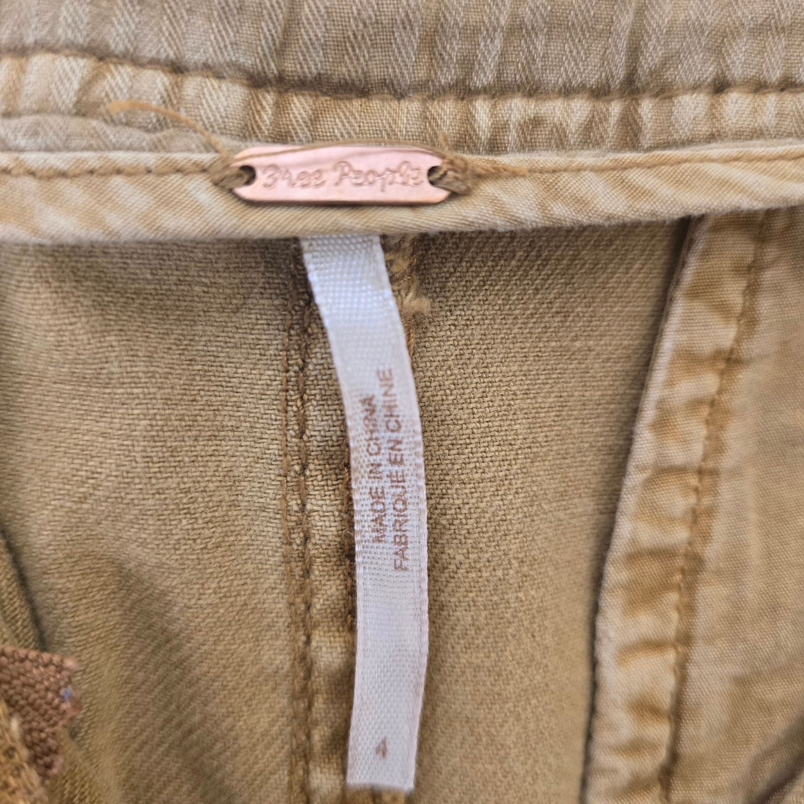 Free People Belted High Rise Cropped Barrel Pants - Dark Khaki/Tan - Size 4 - Thumbnail 8