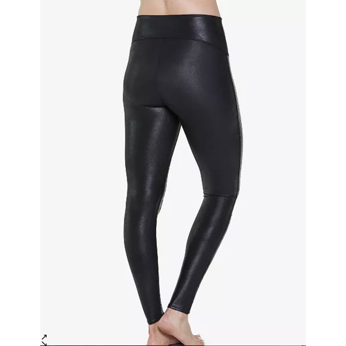 SPANX Sequined Faux Leather Leggings - Black - Small - Thumbnail 5