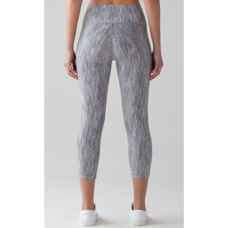 Lululemon Wunder Under Crop Hi-Rise Luon Arrow Jacquard Battleship Silver Spoon - Thumbnail 4