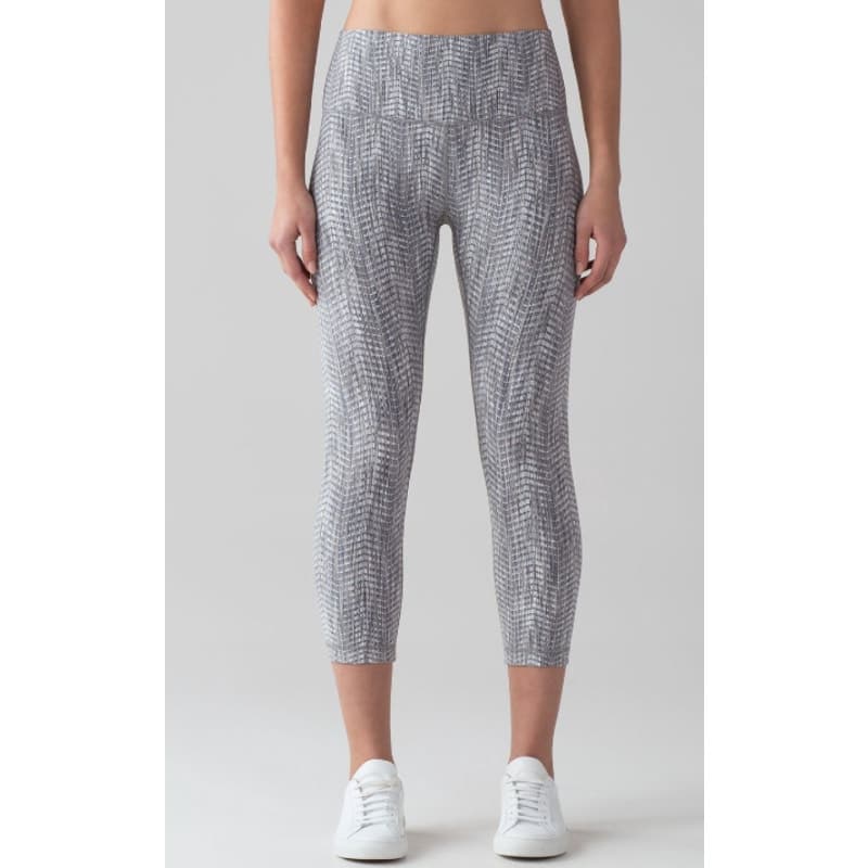 Lululemon Wunder Under Crop Hi-Rise Luon Arrow Jacquard Battleship Silver Spoon - Thumbnail 2