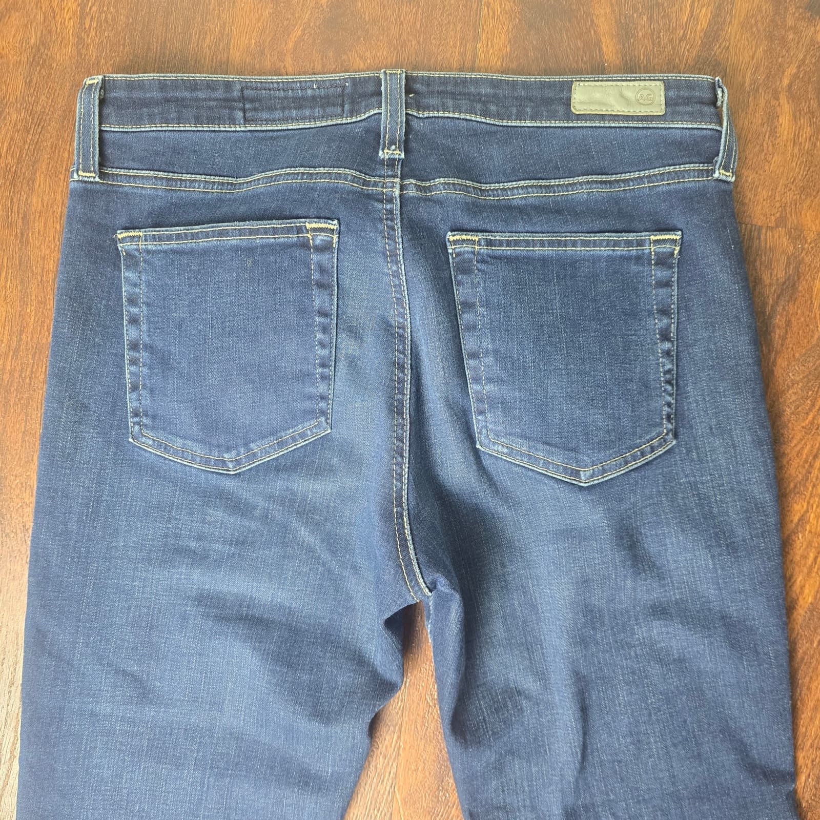 AG Jeans The Jodi Crop Flare High Rise Medium Dark Wash Fringe Hem - Size 29R - Thumbnail 7